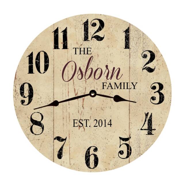 Personalized Family Name Wall Clock - Neutral Colored Clock - image 1
