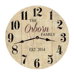 Personalized Family Name Wall Clock - Neutral Colored Clock - thumbnail 1