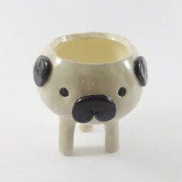 Handmade Ceramic Pug Planter, Dog Succulent Pot - thumbnail 4