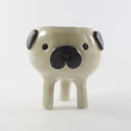 Handmade Ceramic Pug Planter, Dog Succulent Pot - thumbnail 3
