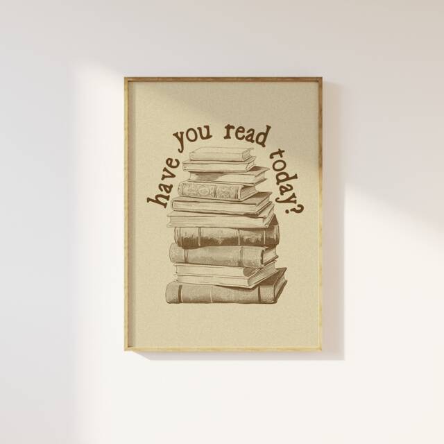 Have You Read Today? Retro Print - Risograph Effect, Vintage Style, Light Dark Academia, Library Academic, Trendy Earthy Art Poster - image 1