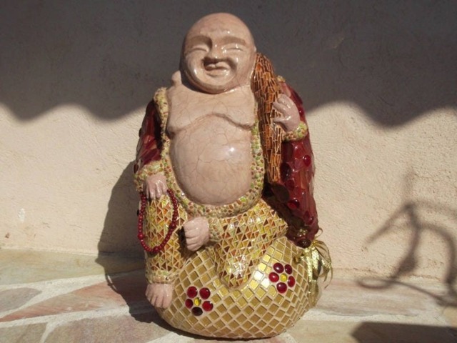 Buddha Mosaic Sculpture - Handmade Art Deco & Glass Unique Piece For Indoor/Outdoor/Garden Use - image 1