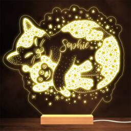 Sleeping Cat Stars Gothic Mystic Personalised Gift Lamp Night Light - thumbnail 1