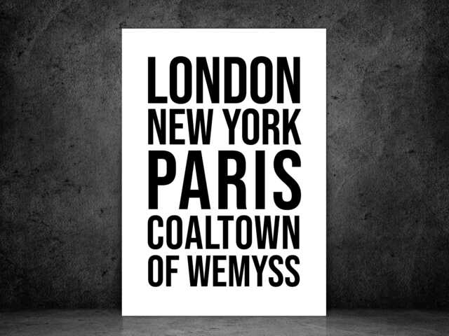 Coaltown Of Wemyss Iconic Bold Town Scotland Print - Fife Gift Bespoke Poster A5 A4 A3 Framed Or Unframed - image 1