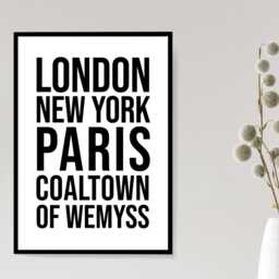 Coaltown Of Wemyss Iconic Bold Town Scotland Print - Fife Gift Bespoke Poster A5 A4 A3 Framed Or Unframed - thumbnail 3