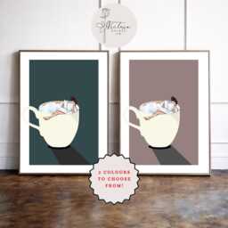 Coffee Lover Wall Art Print, Modern Kitchen Decor, Home Office Art, Minimalist Print - 2 Colour Options - thumbnail 1
