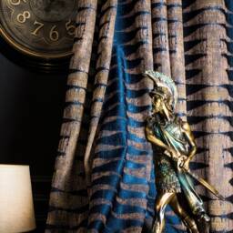 Navy Blue Brown Black Gold Gray Curtains, Curtains Panel, Luxury Curtains For Bedroom & Livingroom Striped Patterned Fabric Custom Size Drape - thumbnail 4