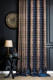 Navy Blue Brown Black Gold Gray Curtains, Curtains Panel, Luxury Curtains For Bedroom & Livingroom Striped Patterned Fabric Custom Size Drape