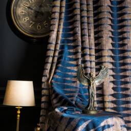 Navy Blue Brown Black Gold Gray Curtains, Curtains Panel, Luxury Curtains For Bedroom & Livingroom Striped Patterned Fabric Custom Size Drape - thumbnail 2