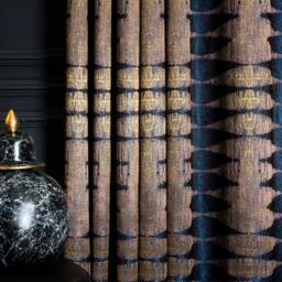 Navy Blue Brown Black Gold Gray Curtains, Curtains Panel, Luxury Curtains For Bedroom & Livingroom Striped Patterned Fabric Custom Size Drape - thumbnail 3