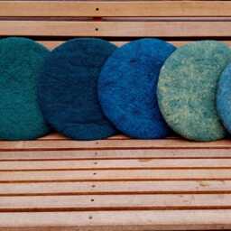 Felt Cushion, Grass & Flowers Minimal, Petrol Turquoise - thumbnail 4
