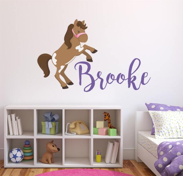 Horse & Kids Name Vinyl Wall Decal, Personalized Decals, Nursery Cling - image 1