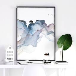 Japanese Painting Office Decor Set Of 3 Framed Panel Wall Art Prints, Trendy Asian Gallery Hanging For Calming Office Desk Decor - thumbnail 3