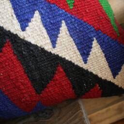 3060cm - 1224In Lumbar Vintage Kilim Cushion Cover Handwoven - Strong Vibrant Red Blue White Green - thumbnail 3