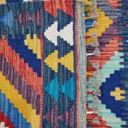 Multicolour Rug, Handmade Artisan Afghan Turkish Scandinavian Navajo Bohemian Flatweave Wool Kilim 149x99 cm - thumbnail 3