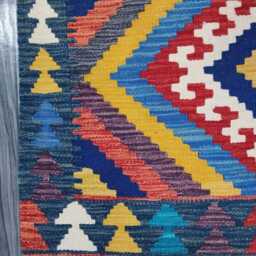 Multicolour Rug, Handmade Artisan Afghan Turkish Scandinavian Navajo Bohemian Flatweave Wool Kilim 149x99 cm - thumbnail 4