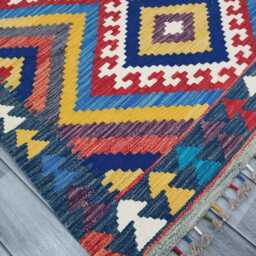 Multicolour Rug, Handmade Artisan Afghan Turkish Scandinavian Navajo Bohemian Flatweave Wool Kilim 149x99 cm - thumbnail 2
