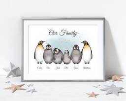 Personalised Penguin Family Print - Custom Winter & Christmas Wall Art - thumbnail 1