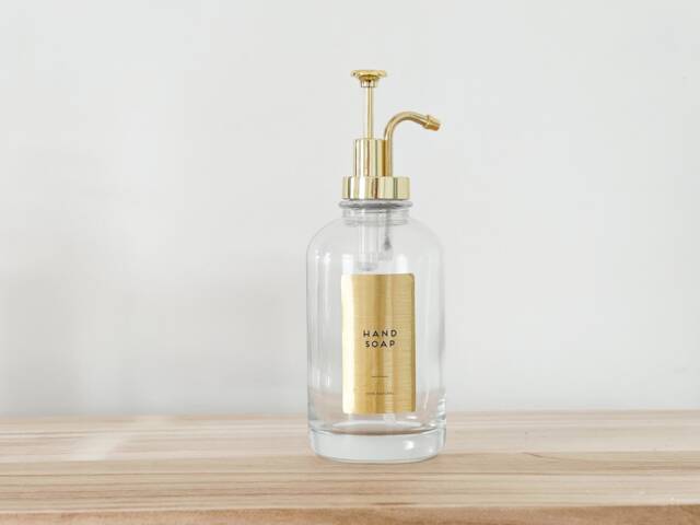 Refillable Soap Dispenser - 500 Ml Glass Bottle With Gold Pump - image 1