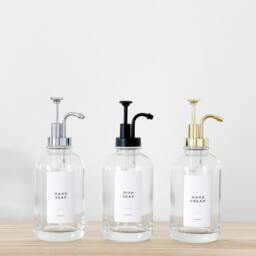 Refillable Soap Dispenser - 500 Ml Glass Bottle With Gold Pump - thumbnail 4