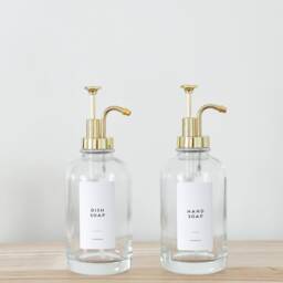 Refillable Soap Dispenser - 500 Ml Glass Bottle With Gold Pump - thumbnail 2