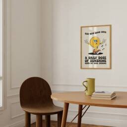 Sunshine Retro Character Print - Daily Dose Of Sunshine, Funky Mascot, Positive Typography, 60S 70S Fun Poster, Trendy Cartoon - thumbnail 3