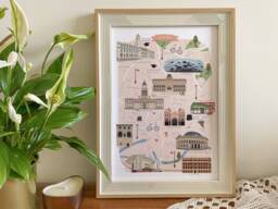 Leeds Map, Illustrated Map Of Leeds, Print, Art, Travel, Poster, Gift, Illustration, Uni Drawing - thumbnail 1