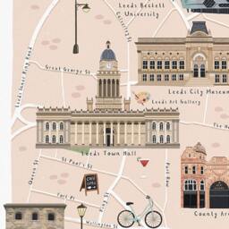 Leeds Map, Illustrated Map Of Leeds, Print, Art, Travel, Poster, Gift, Illustration, Uni Drawing - thumbnail 3