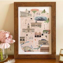 Leeds Map, Illustrated Map Of Leeds, Print, Art, Travel, Poster, Gift, Illustration, Uni Drawing - thumbnail 2