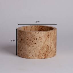 Handmade Beige Travertine Mini Planter Home Decor - 3.9 - thumbnail 3
