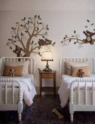 Enchanting Bears & Swirly Tree Wall Decal For Nursery, Kids Room Decoration, Woodland Theme Sticker