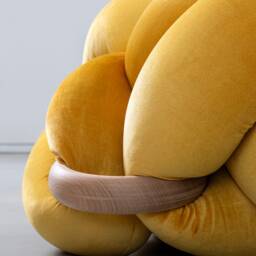 Knot Ottoman in Sunlight Yellow Velvet Fabric, Ottoman , Knot Floor Pillow, Modern Pouf, Cushion, Pouf Ottoman, Meditation - thumbnail 4