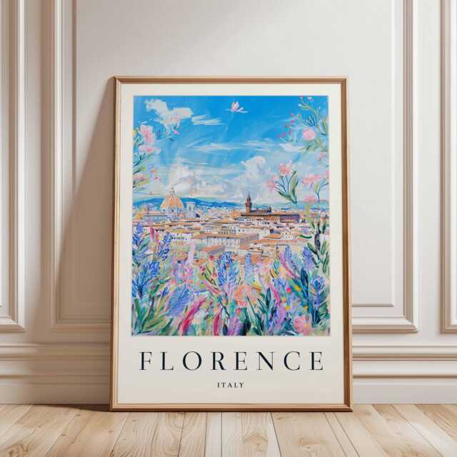 Florence Italy Travel Poster Renaissance Cityscape Art Print - image 1