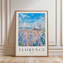 Florence Italy Travel Poster Renaissance Cityscape Art Print - thumbnail 1