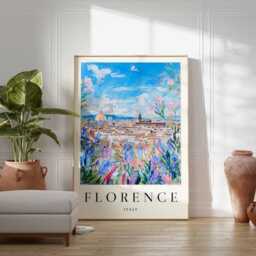 Florence Italy Travel Poster Renaissance Cityscape Art Print - thumbnail 2