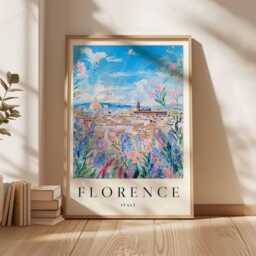 Florence Italy Travel Poster Renaissance Cityscape Art Print - thumbnail 3