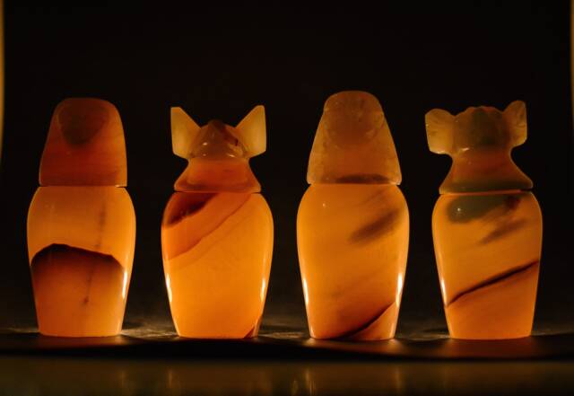 Unique Egyptian Art Canopic Jars Alabaster Carved Sculpture Stone Heavy Made in Egypt - image 1