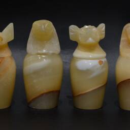 Unique Egyptian Art Canopic Jars Alabaster Carved Sculpture Stone Heavy Made in Egypt - thumbnail 2