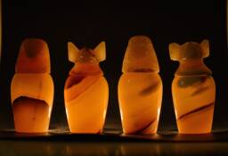 Unique Egyptian Art Canopic Jars Alabaster Carved Sculpture Stone Heavy Made in Egypt