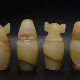 Unique Egyptian Art Canopic Jars Alabaster Carved Sculpture Stone Heavy Made in Egypt - thumbnail 3