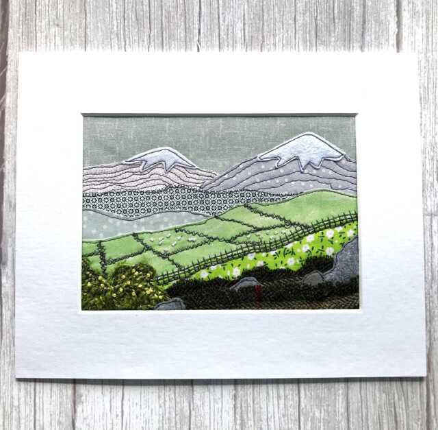 Rural Landscape Textile Picture, Handmade 10Ins X 8Ins - image 1