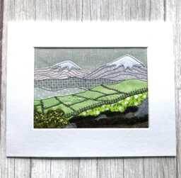 Rural Landscape Textile Picture, Handmade 10Ins X 8Ins - thumbnail 1