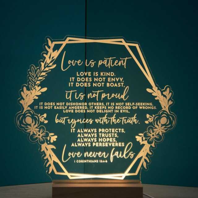 Wooden Light 1 Corinthians 13 Led Night Light Love Is Patient Design - image 1