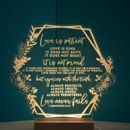 Wooden Light 1 Corinthians 13 Led Night Light Love Is Patient Design - thumbnail 1