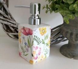 Beautiful Floral Ceramic Soap Dispenser.two Shapes. Available With Or Without Stone Stand