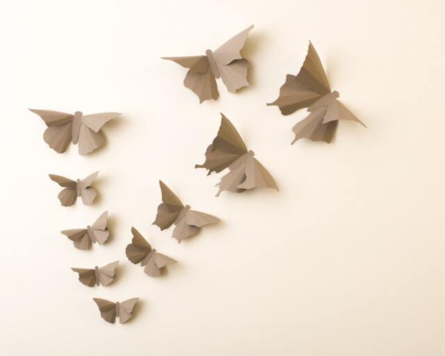 3D Wall Butterflies Chamoisee Tan Butterfly Silhouettes For Girls Room, Nursery, & Home Art Decor - image 1