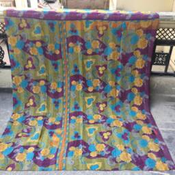 Handmade Vintage Cotton Kantha Quilt Bohemian Patchwork Sari Throw - thumbnail 4