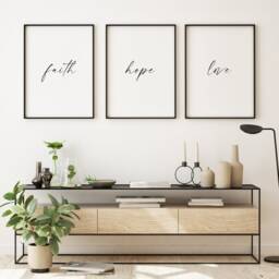 Faith Hope Love Prints - Set Of 3 - Elegant Home Wall Art Unframed - thumbnail 4