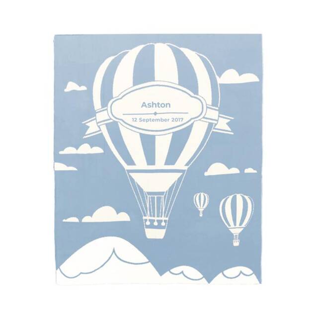 Hot Air Balloon Blanket - Personalized - Kiddy Blanket Baby Cotton Knitted Soft Birthday Gift - image 1