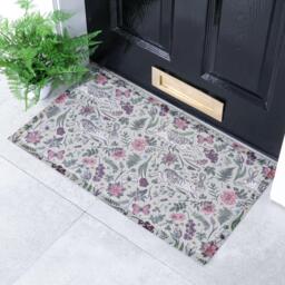 Hare Wildflowers Doormat Recycled PVC, Anti-Slip Indoor Outdoor Mat - 70x40cm - thumbnail 1